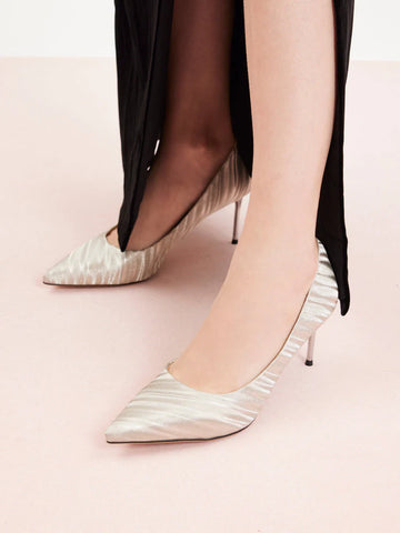 PAZZION, Zephyra Glitter Pointed Toe Heels, Gold
